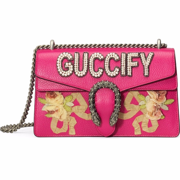 New Authentic Gucci  Dionysus Guccify Shoulder Bag Leather Small Pink - Picture 1 of 8